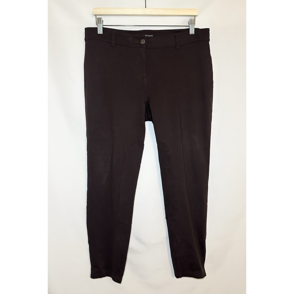 EILEEN FISHER Chocolate Brown Ponte Ankle Zip Stretch Riding Pant Trouser MEDIUM